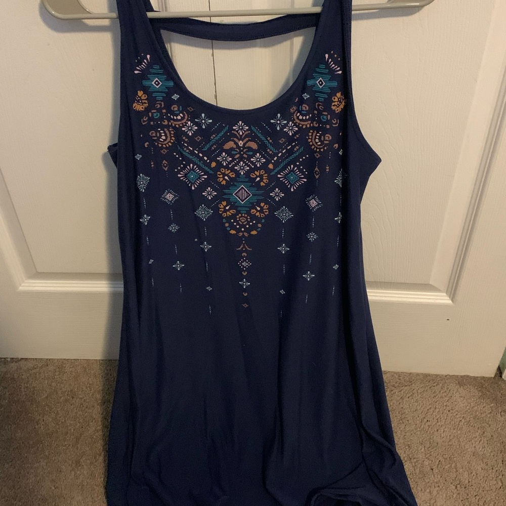 Blue dress with floral design, size M